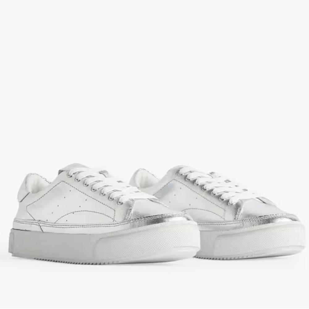 All Saints Trish Sneaker in Silver Crack